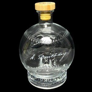 Cooperstown Distillery Doubleday Bourbon Baseball Shaped Glass Decanter Empty